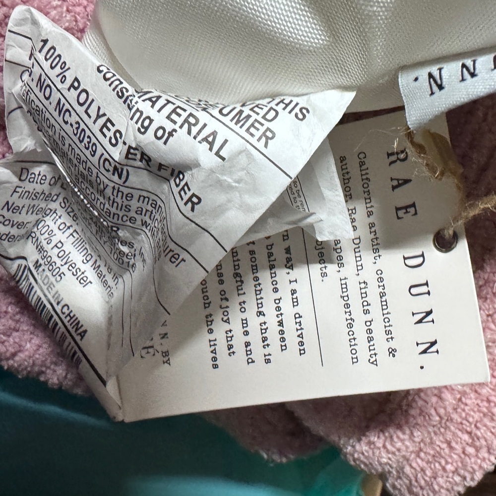 Rae Dunn White/light blue letters “Relax” Pillow w: umbrella print on back NWT - Picture 3 of 4